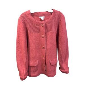 Laura Ashely‎ Pumpkin Orange 100% Wool Button Down  Long Sleeves